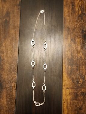 Chaps Silver-Tone Long Link Necklace